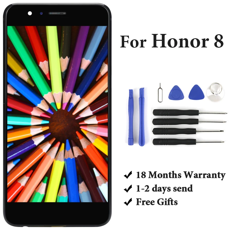 

Phone Replacement Part For Huawei Honor 8 FRD-L19 FRD-L09 LCD Display No Dead Pixel Black White Gold Touch Screen Panel Assembly