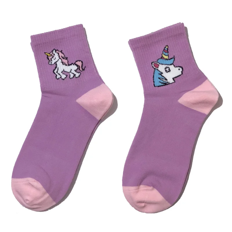 New Unicorn Women Socks Cartoon Animals Ins Popular Funny Socks Purple and Pink Art Happy Crew Socks New Unicorn Women Socks Cartoon Animals Ins Popular Funny Socks Purple and Pink Art Happy Crew Socks