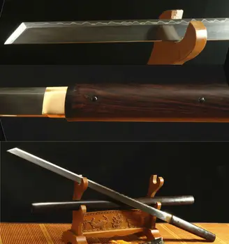

40'1095 HIGH CARBON STEEL CLAY TEMPERED EBONY WOOD JAPANESE SWORDS TANG SHARP
