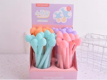 

silical color mushroom gel Pen Ink Pen Gift School prize Office writing Supply kawaii student Stationery black Neutral pen 48pc