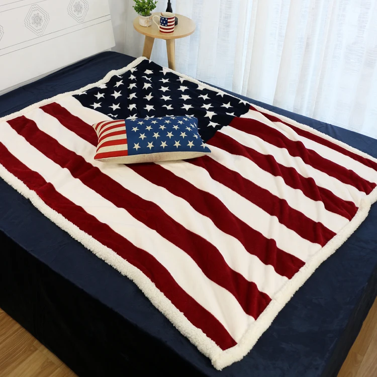 

The American flag covers Double layer cloth to thicken the abb winter blanket sheet quilt 160x210cm Free Shipping