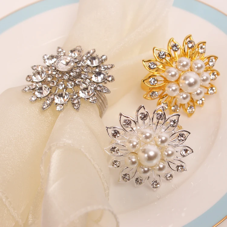 

High-end hotel restaurant diamond napkin buckle soft-style model room alloy napkin ring napkin ring