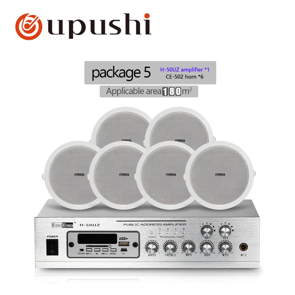 bundle 5 Домашняя фоновая музыкальная система 2 зоны pa усилитель 8 дюймов в потолочных динамиках 50 Вт домашнее цифровое аудио с MP3, USB, FM, SD картой - Цвет: bundle 5
