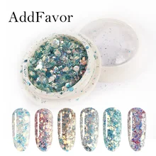 Addfavor Русалка блеск для ногтей хлопья круглые смешанные шестигранные Блестящие Блестки для украшения ногтей инструменты для маникюра
