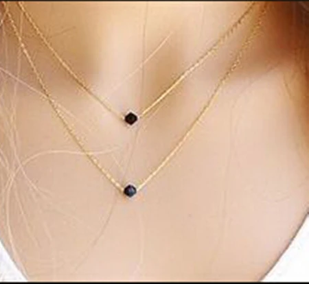 

N183 Jewelry Fashion Necklaces For Women 2019 New Statement Extreme simplicity simple double black crystal necklaces & pendants