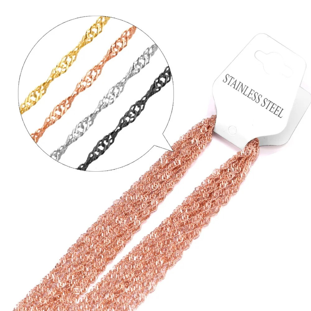 

10pcs/lots Unique Lobster Clasp Chain Necklaces Width 2mm Gold/Silver/Rose Gold/Black Stainless Steel Choker Necklace Statement