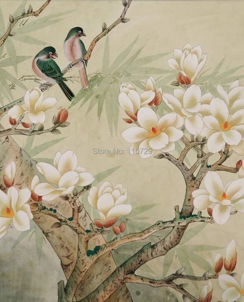 Disesuaikan Wallpaper Sutra Yang Dilukis Dengan Tangan Dicat