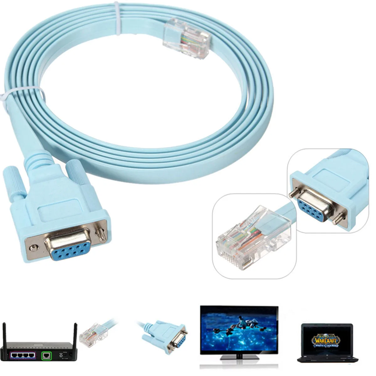 Cisco Console Cable RJ45 Cat5 to Rs232 DB9 COM Port Serial