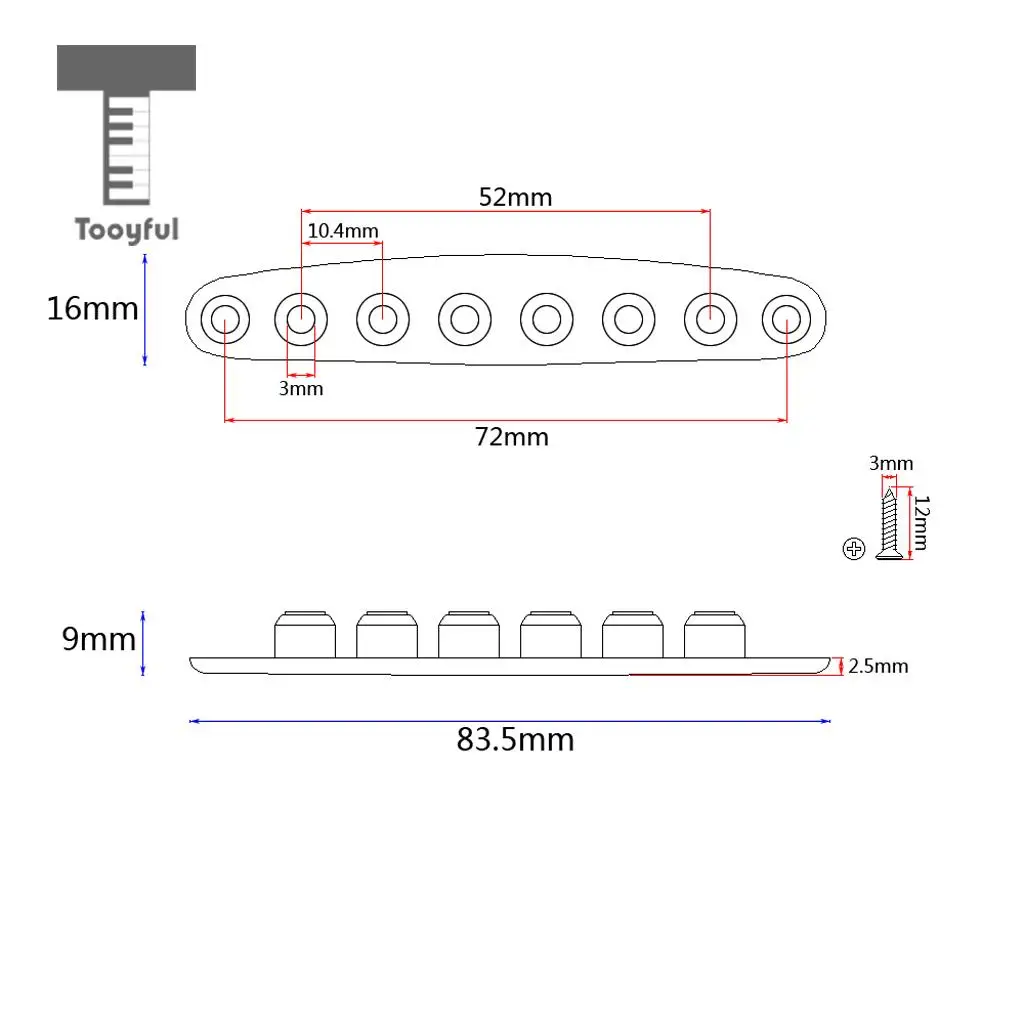 Tooyful Metal Guitar Instead Thru Body String Mounting Ferrules Bushings Electric Guitar Accessory Black