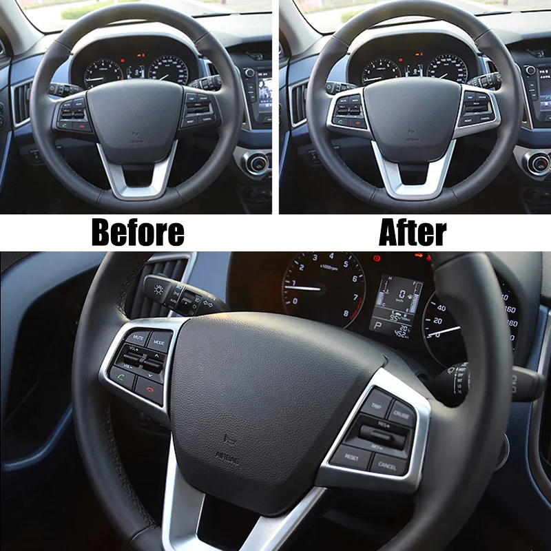 Для Hyundai Creta 2015 2016 2019 хромированная внутренняя панель рулевого колеса отделка