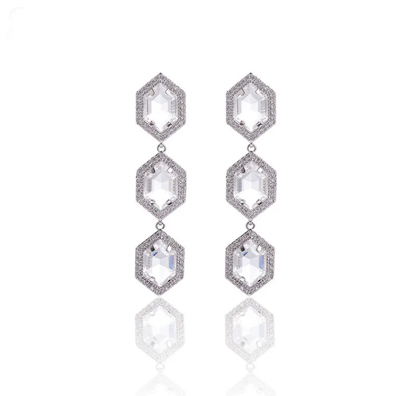 

Bohemia fashion hot design AAA cubic zirconia square stones shinning unique drop earrings women's accessaries