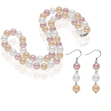 SNH AAA 8-9 мм картофельное прекрасное ожерелье жемчужный комплект ювелирного изделия с натуральным камнем жемчуг 925 серебро ожерелье серьги для женщин