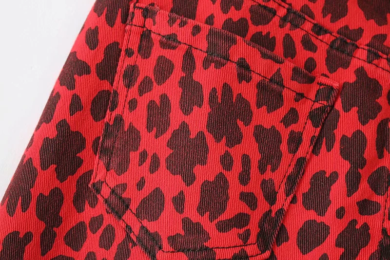 SheMujerSky, красные леопардовые узкие брюки, женские брюки с высокой талией, Осенние узкие брюки