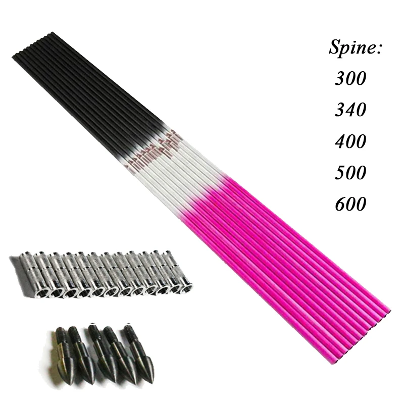 

Linkboy Archery 12PCS Carbon Arrow Shaft Sp300-600 ID6.2mm 75gr point for DIY Compound Bow Hunting accessories shooting