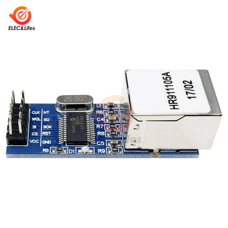 Сетевая плата Mini ENC28J60 LAN Ethernet модуль SPI интерфейс для Arduino 25 МГц Crystal AVR 51 LPC 3 В STM32