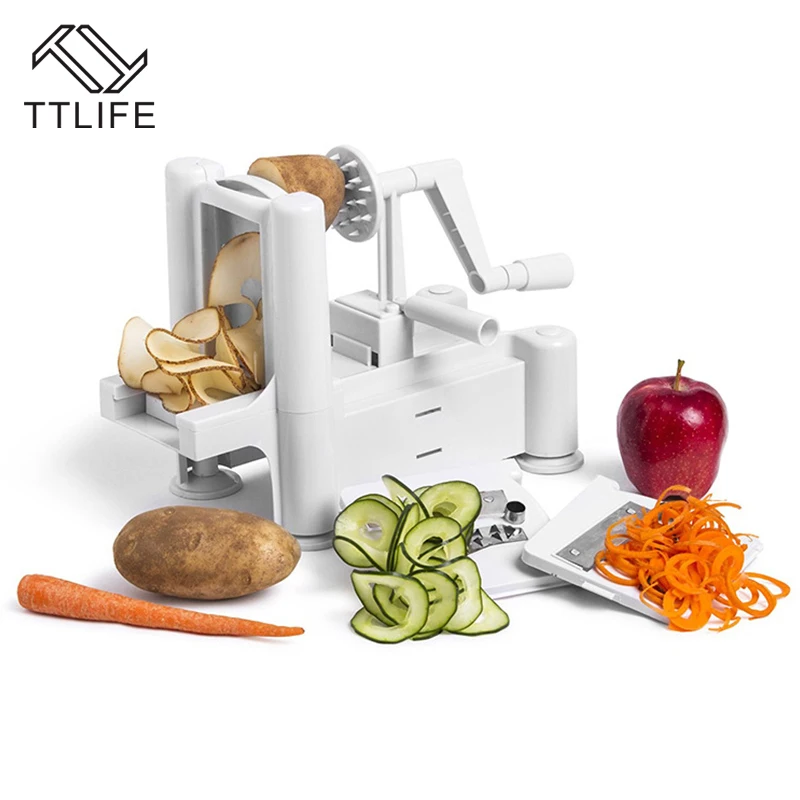 TTLIFE 3 in 1 Vegetable Fruit Slicers Cutter Adjustable Stainless Steel Blades Multi-function ABS Peeler Grater Slicer