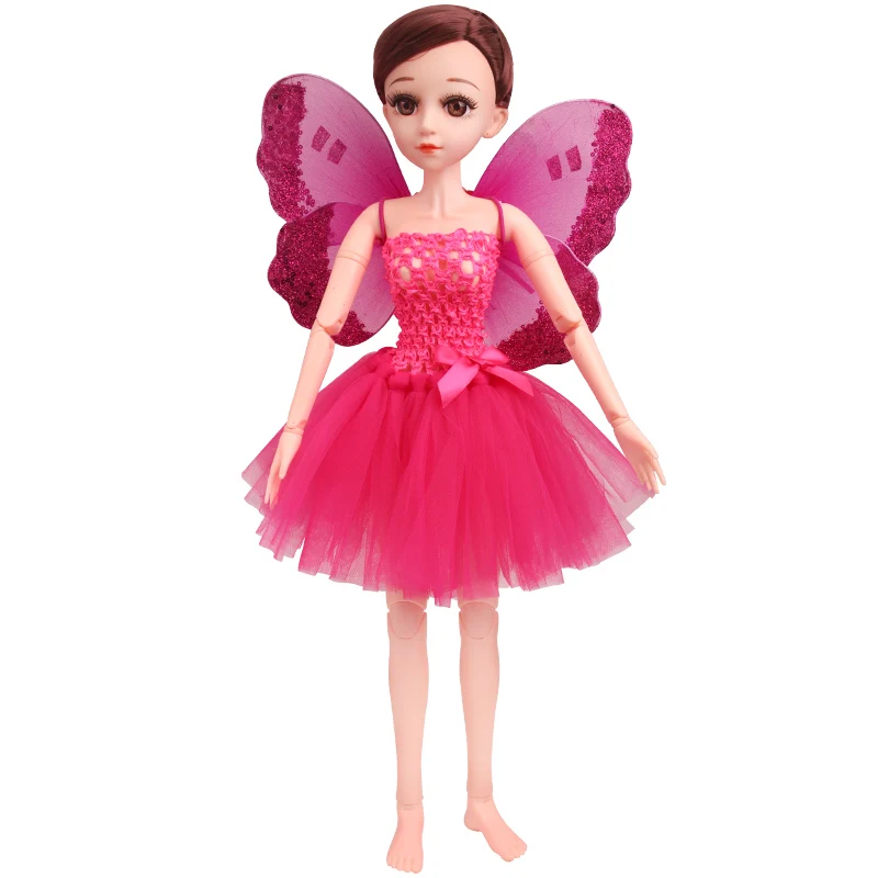 BJD 60 см куклы одежда 1/3 платье феи газовая юбка эльф крылья дух волшебная палочка подходит 18 дюймов девочка кукла и 43 см ребенок b7 - Цвет: Красный