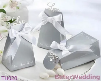 

sillver love white bow wedding paper boxes , 200pcs/lots,TH020