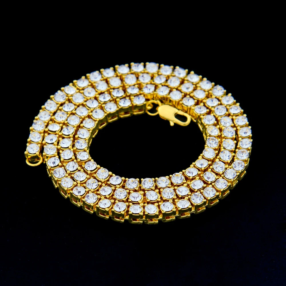 

5MM Iced out Chains Men's Single Row Bling crystal Rhinestone Tennis Choker Necklaces For Women Hip Hop Rapper 2019 Jewelry