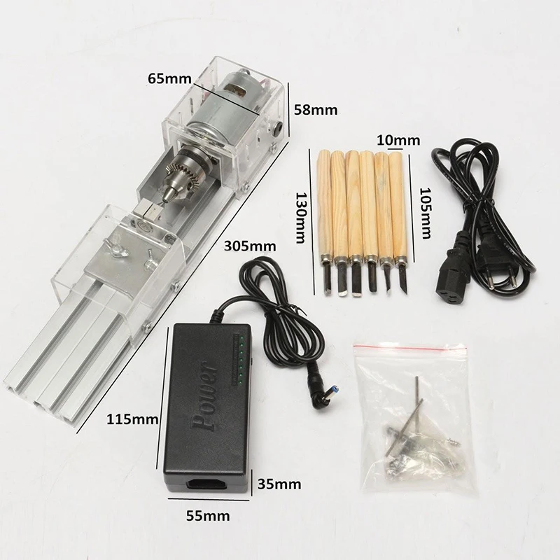 1set  24V 80W Mini Lathe Beads Machine Polisher Table Woodworking Wood DIY Tools Set