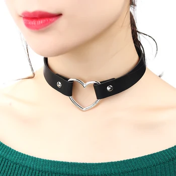 Leather Punk Heart Choker  6