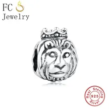Bijoux FC Fit Original Pandora bracelets à breloques 925 en argent Sterling roi Lion avec perles