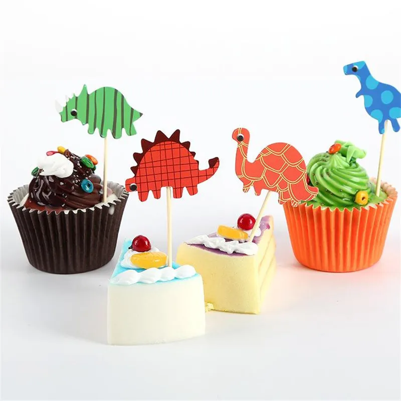 Omilut 24 шт. динозавр торт Топпер динозавр DIY торт флаг мультфильм Динозавр упаковка для торта День рождения украшения для детей