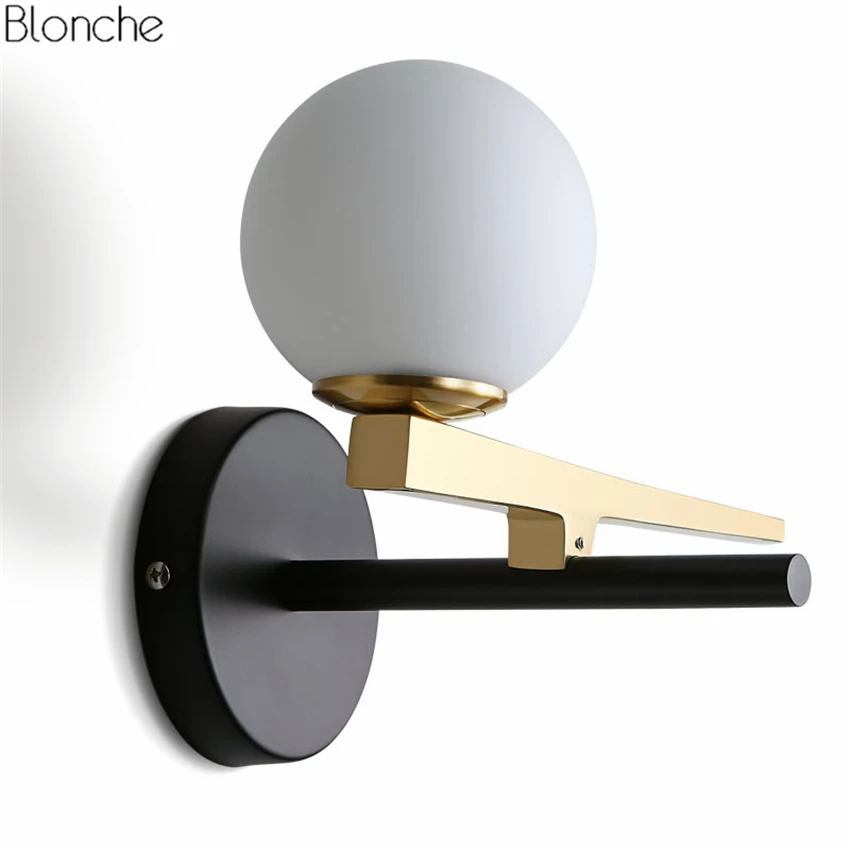 

Modern Gold Led Wall Lamp Glass Ball Wall Light Mirror Lights for Living Room Bedroom Bedside Lamps Home Lighting Fixtures Decor