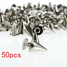 50 pçs/pçs/set 7x10mm prata cone parafusos e picos para roupas screwback diy artesanato legal punk rebites de vestuário para couro/saco/sapatos