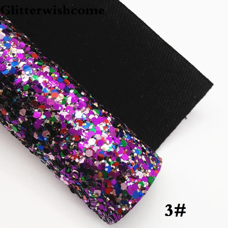 Glitterwishcome 30X134 см мини ролл синтетическая кожа, смешанный цвет с эффектом блестящей кожи Ткань Винил для Луки, GM067 - Цвет: 3