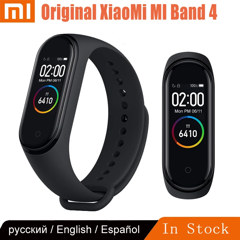 Xiaomi mi смарт-браслет 4, полноцветный экран, mi Band 4 mi 4, смарт-браслет, фитнес-браслет, Bluetooth, водонепроницаемый смарт-браслет