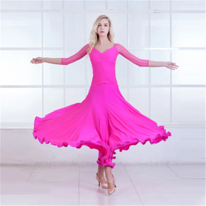 

5 Colors Red Women Modern Waltz Tango Smooth Ballroom Dance Dress Standard Ballroom Dress Long sleeve ballroom dance clothing