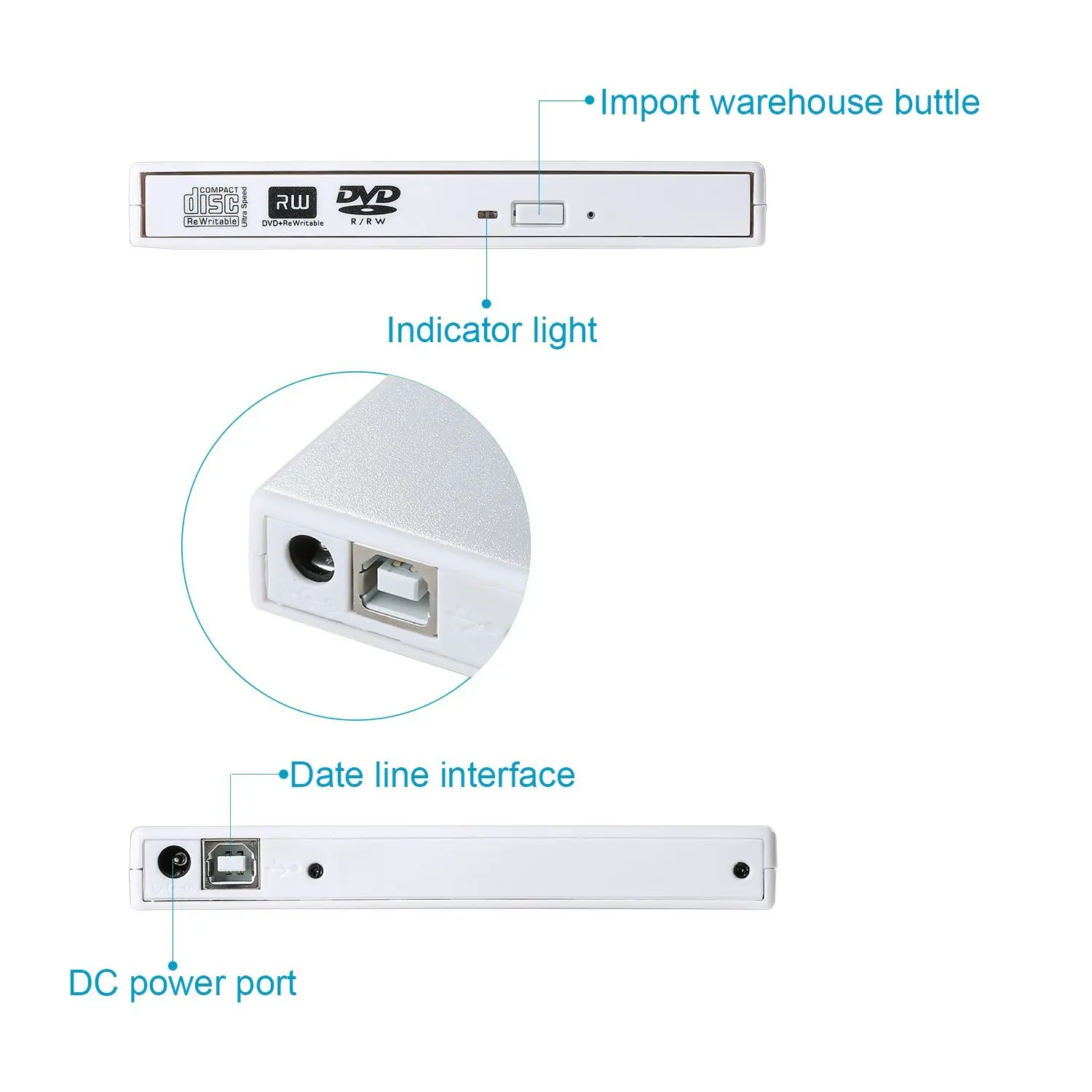 YiYaYo Внешний DVD rom Оптический привод USB 2,0 CD/dvd-rom CD-RW плеер горелка тонкий портативный ридер рекордер portátil для ноутбука