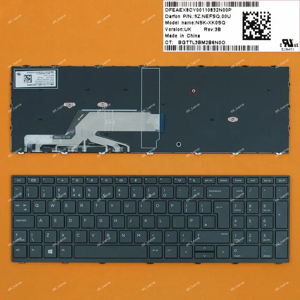 Великобритания QWERTY клавиатура для hp Probook 450 G5 455 G5 470 G5 ноутбука, черная рамка черный, No Backlit