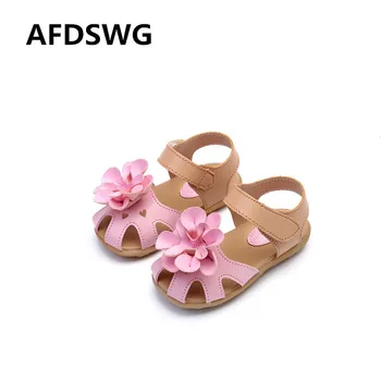 

AFDSWG spring and autumn fashion white flowers PVC pink boys beach shoes female sandals shoes kids beach shoes