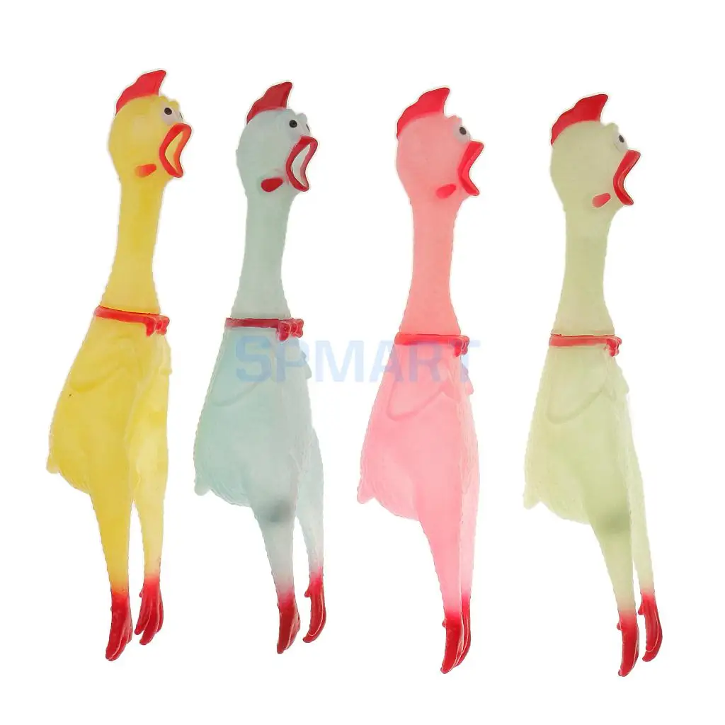 

Rubber Shrilling Glowing Chicken Screaming Squawking Squeeze Fun Toy Gag Gift for Kids or Aldults-Random Color