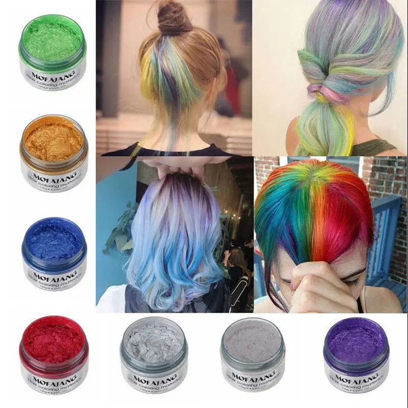 Unisex Color Hair Wax Dye One-time Molding Paste Seven Colors Available Grandma Gray Green | Красота и здоровье