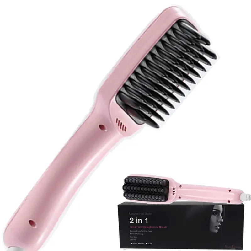 

Straightener Brush Hair Straightening 5-Gear Temperature Dual Voltage LED Display Portable Travel Salon Styling Tools