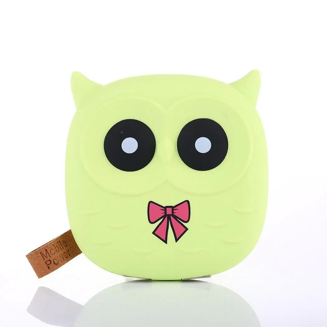 Cute Owl Mobile Power Bank Charger 8000mah Powerbank External Battery Dual Usb For Cellphone Poverbank - Цвет: Green