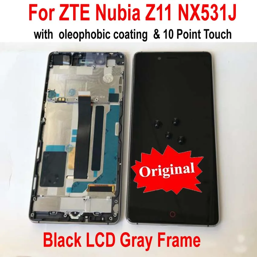

Black Original New Best Working Full LCD Display Touch Screen Digitizer Assembly Sensor with frame For ZTE Nubia Z11 NX531J