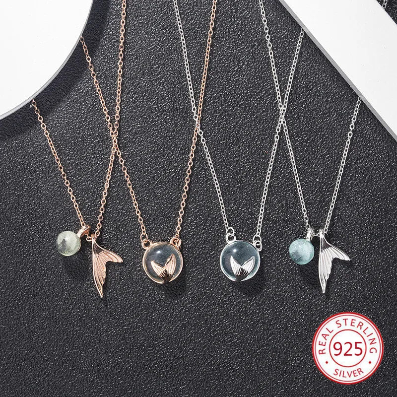 

925 sterling silver pendant necklace personality fashion jewelry lucky female dolphin tail tag birthday gift 2019 new hot