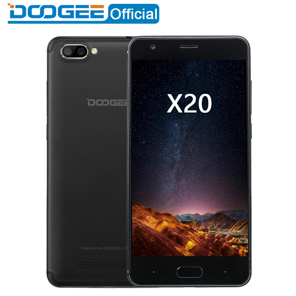 

DOOGEE X20 Mobile phone Dual Camera 5.0MP+5.0MP Android 7.0 2580mAh 5.0''HD MTK6580A Quad Core 2GB RAM 16GB ROM Smartphone WCDMA