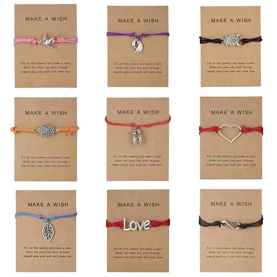 

Rinhoo Lucky Multicolor rope Wish Bracelets silver bee Foot Infinity Love Weave Adjustable Bracelet Jewelry Gift for Children