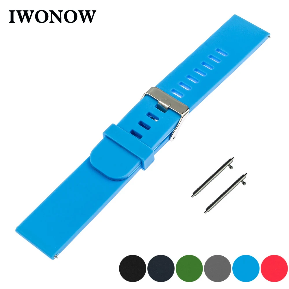 

Silicone Rubber Quick Release Watch Band 20mm for Ticwatch 2 42mm Watchband Strap Wrist Belt Bracelet Black Blue Green Gray Red