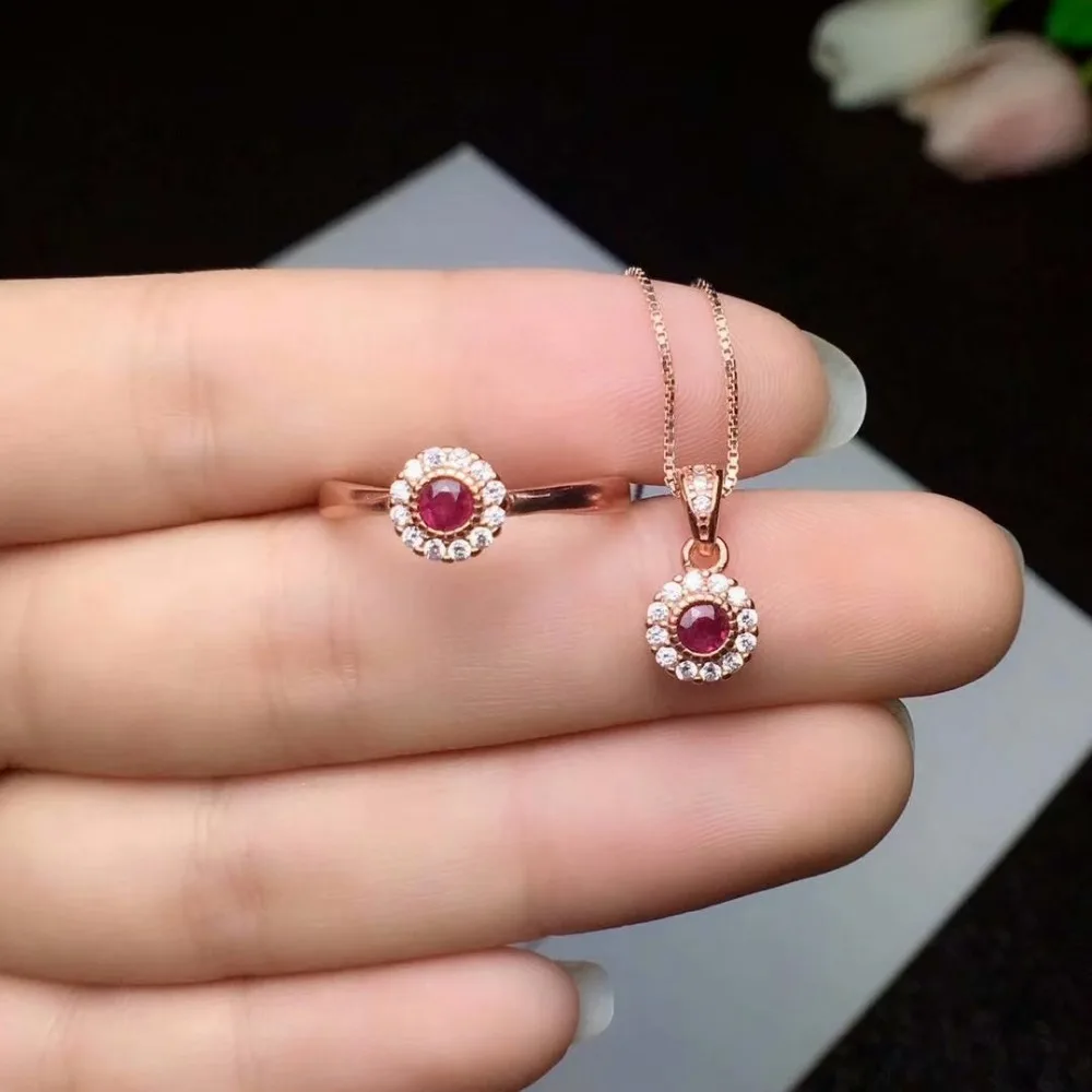shilovem 925 natural Natural real Ruby Stud Earrings fine Jewelry