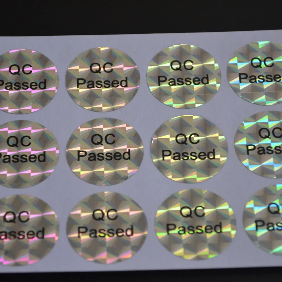 QC прошла наклейка для посылка Лазерная голографическая этикетка 20 мм 2000 шт Золото и серебро