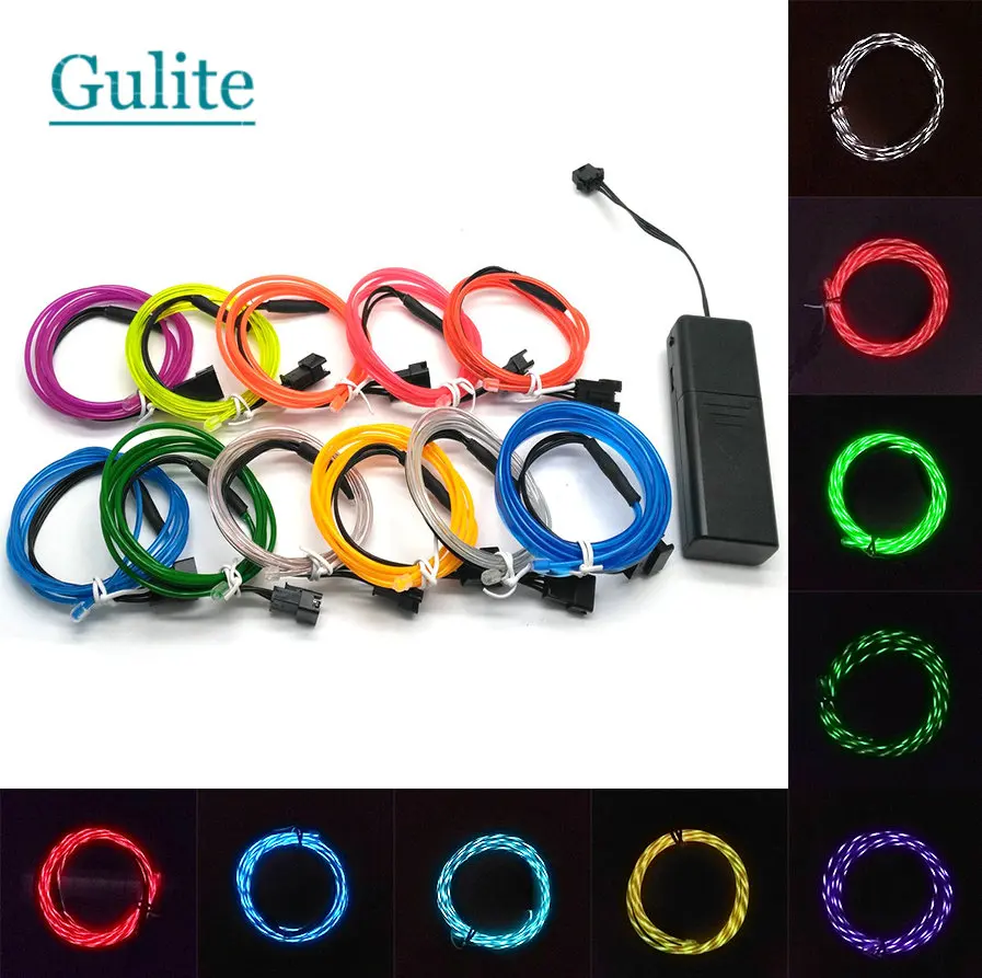 Chasing EL Wire Flexible LED Neon Light strip Tube Rope for Car Party Clothing Wedding Battery