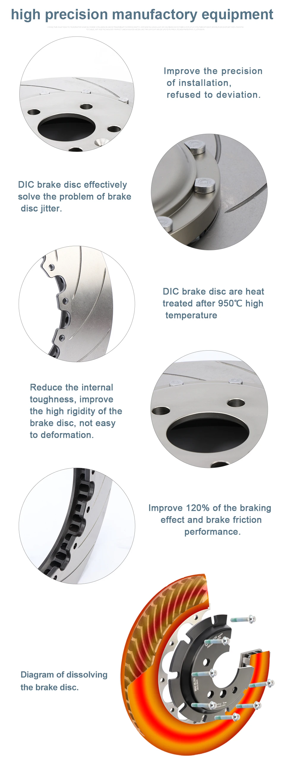 380mm DICASE Curved grooves brake disc for CP8520 red brake kit for BMW