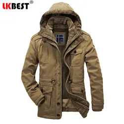 LKBEST большой Размеры L-4XL утолщаются Для мужчин парки 2 шт. хлопок высокого качества зимнее пальто Для мужчин верхняя одежда с капюшоном