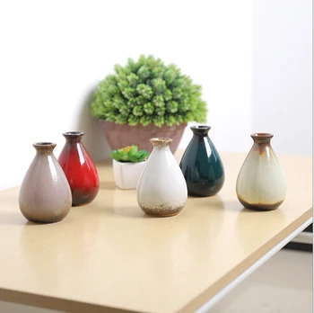 

2pcs/lot Summer Ceramic Wine bottle Shape Flower Vase Vintage Style Flower Pot Artificial Nice Decorative pot Container